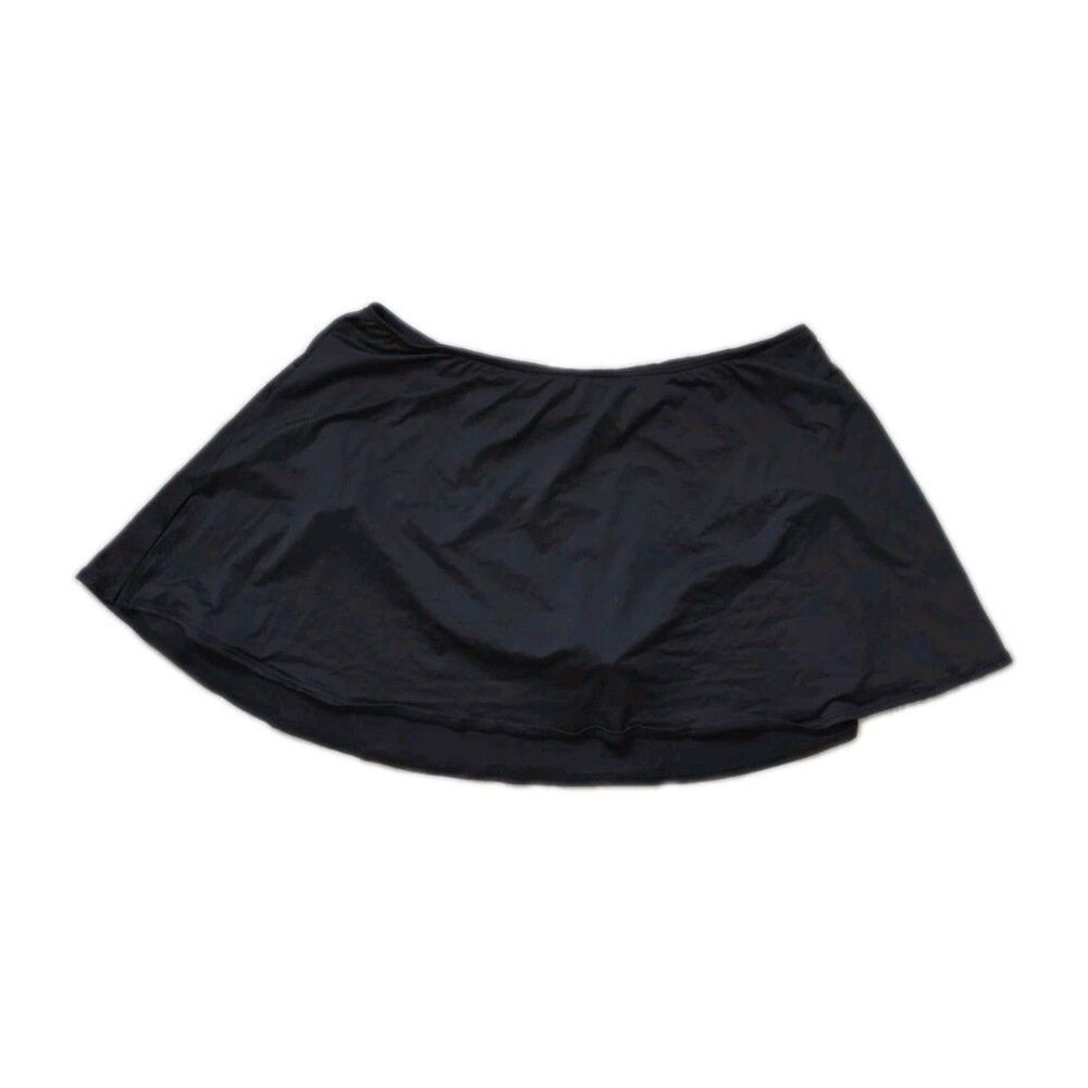 Coco Reef Plus Size Swim Skirt Black Swim Bottom Ruffle Hem Bikini Skirt 3X EUC